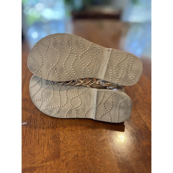 Gladiator‎ Sandals Strappy Metallic Gold Back Zipper Closure Size 10 - Picture 7 of 8